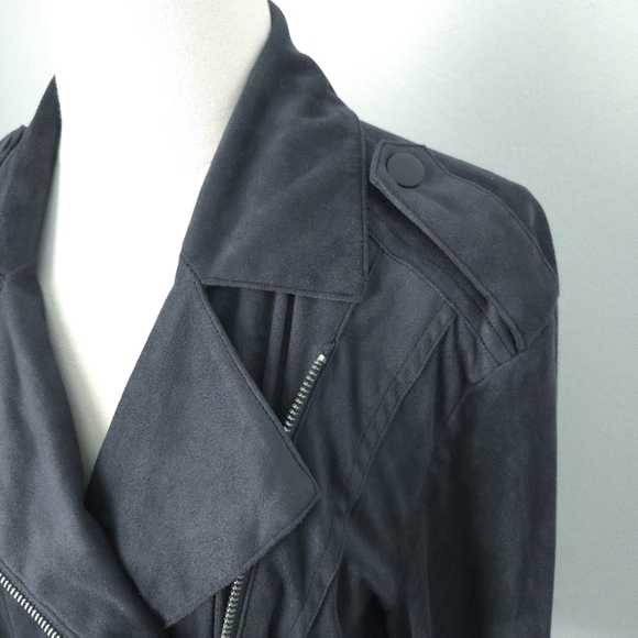 Lauren Conrad Gray Vegan Suede Moto Jacket- Plus Size - Picture 5 of 7